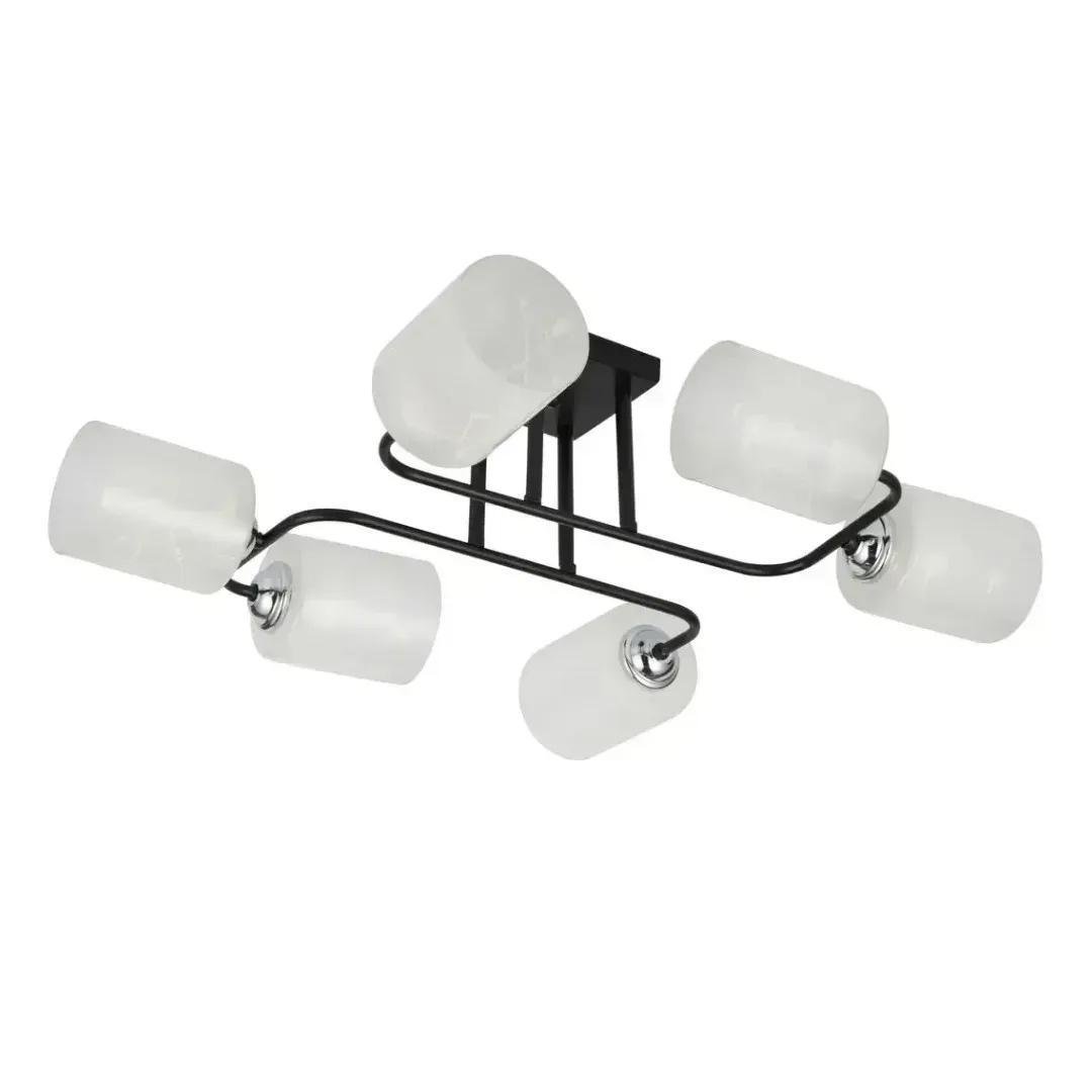 Люстра потолочная Valeso Interees на шесть матовых плафонов Е27 IP20 Черный/Хром (V-70196-6 BK+CR)