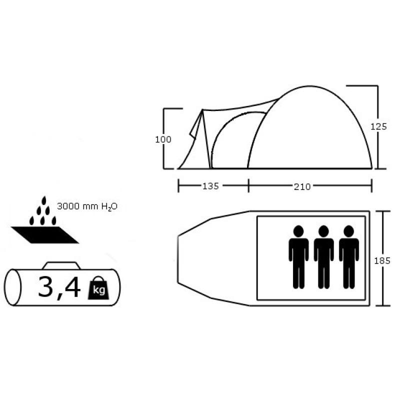Палатка 3-х местная Acamper MONSUN 2 слоя 3500 мм/9000 мм Green - фото 4