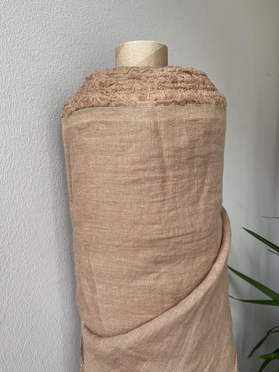Ткань костюмная LINEN PLUS CRASH EFFECT 100% лен 145 см 107 Мокко - фото 5