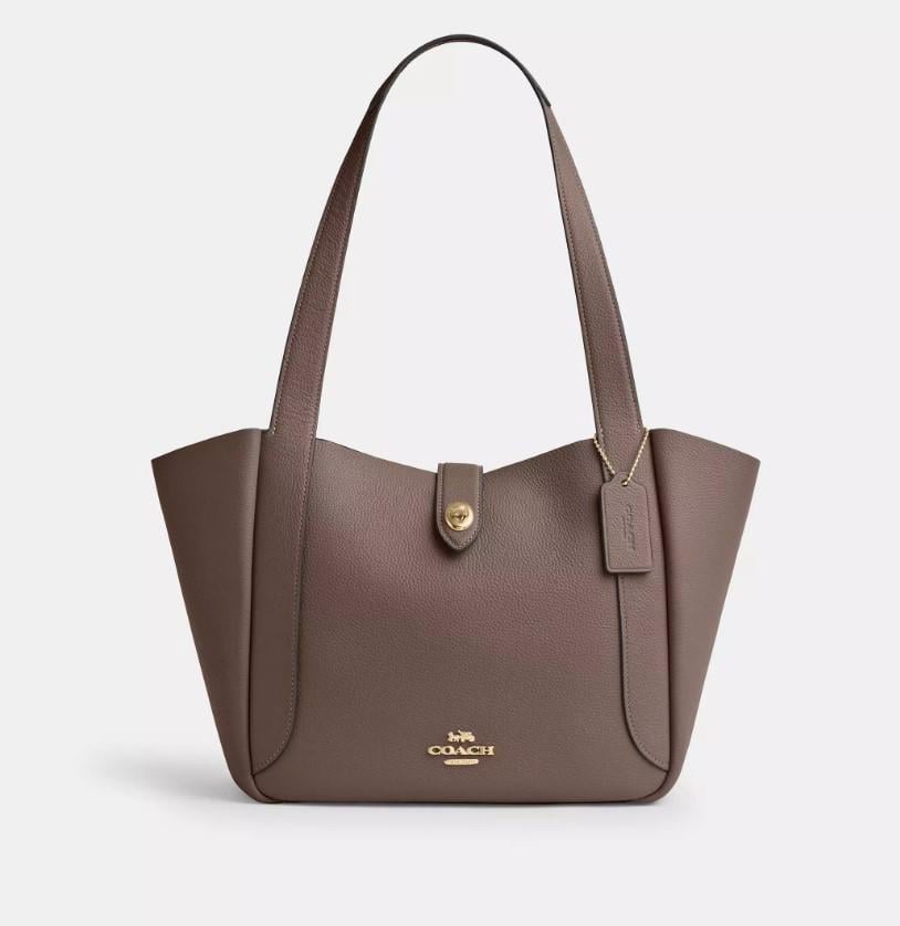 Сумка Coach Hadley Turnlock Tote Bag pebbled leather Gold/Dark Stone (b2411) Сумка Coach Hadley Turnlock Tote Bag pebbled leather Gold/Dark Stone (b2411)