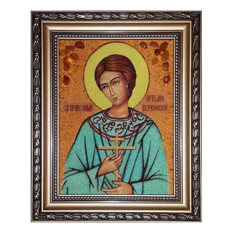 Икона Святой Артемий Веркольский янтарный 30х40 (М0048-30х40)