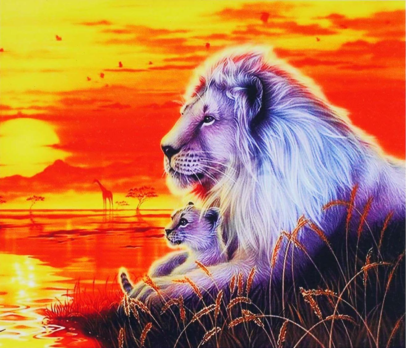 Алмазна мозаїка-картина за номерами TK Group B 72996/30 Леви в коробці 40х50 см (24710288)