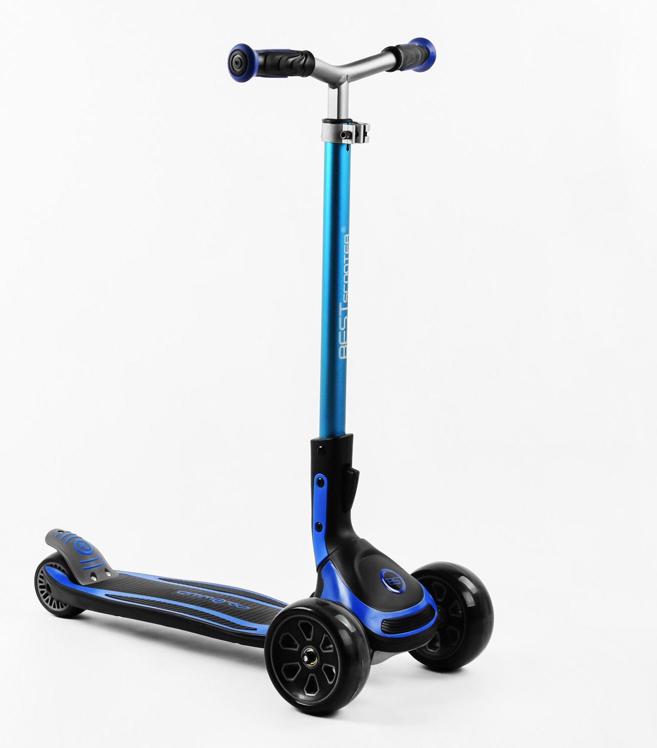 Самокат трехколесный Best Scooter Maxi складной колеса PU со светом Black/Blue (105879)