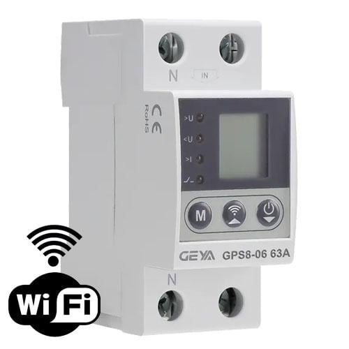 Реле напряжения 63A 1P+N 220V GEYA WiFi GPS8-06-U