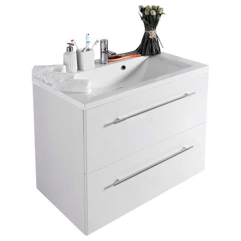 Тумба подвесная Fancy Marble Goa 80 ШН-72 с раковиной Dallas 80 Белый