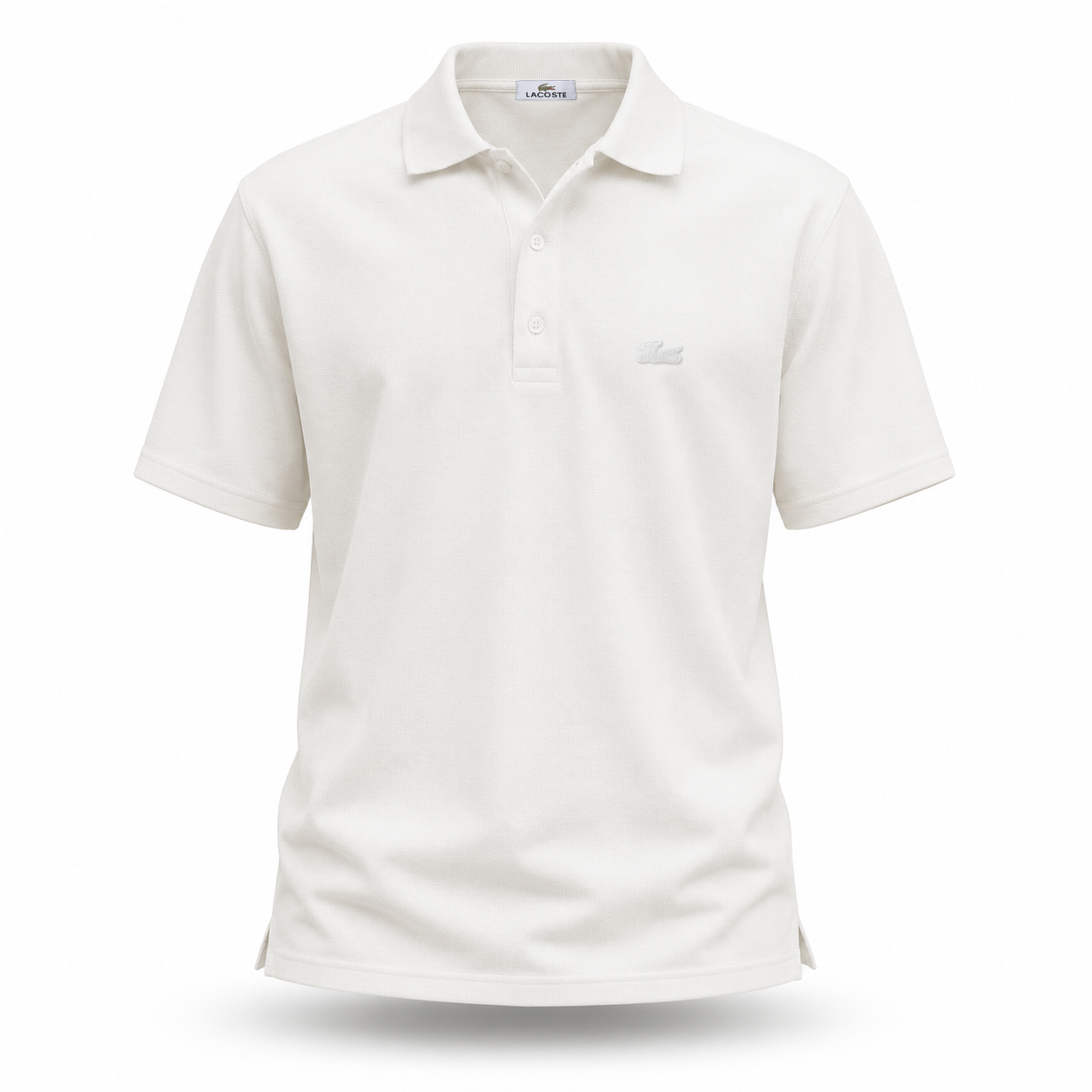 Поло мужское в стиле Lacoste из турецкой ткани L Молочный (25-952-013)