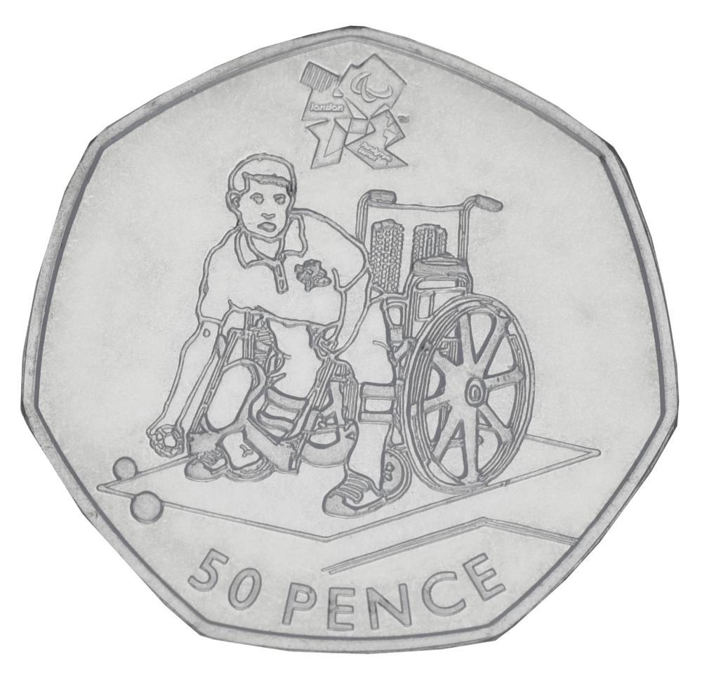 Коллекционная монета Великобритания 50 пенсов 2011 UNC XXX Летние Олимпийские игры 2012 в Лондоне-Бочче (М20918)