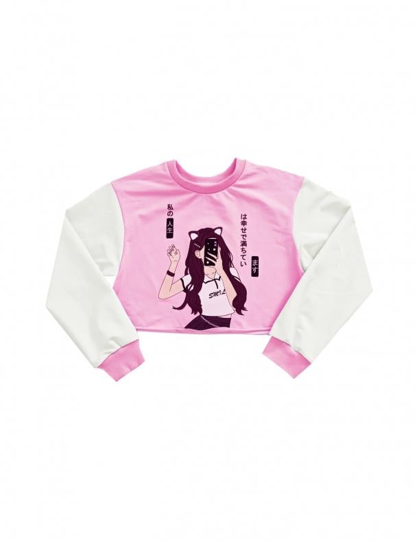 Свiтшот для дівчинки Smil Стрейчовий футер 140 см Рожевий (116727)