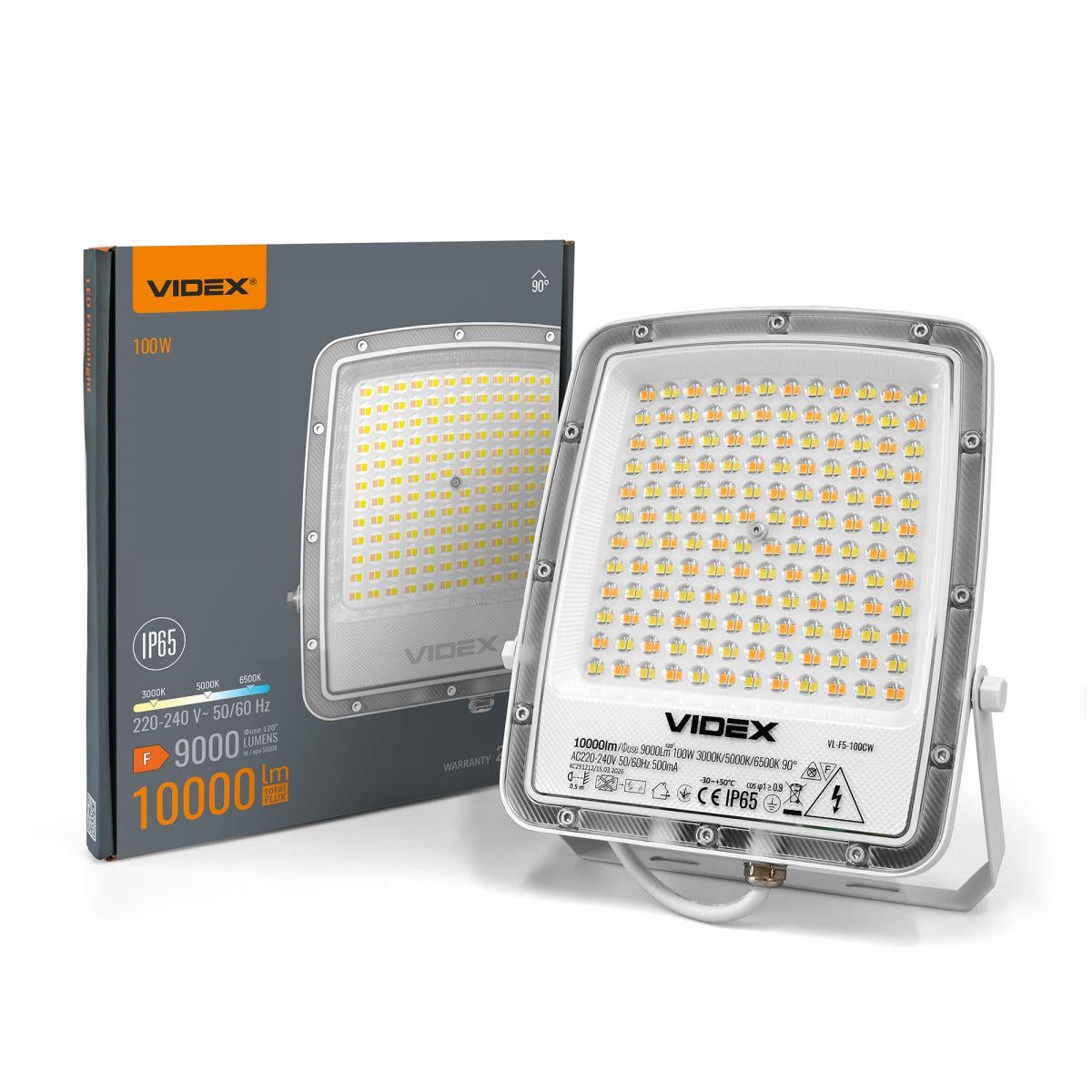 Прожектор Videx F5 100W 3000-5000-6500K 230V White (VL-F5-100CW)