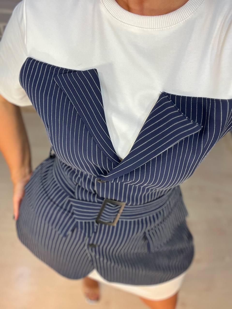 Платье женское KEYYMOD 34291 футляр футболка с пиджаком в полоску M Темно-синий (2436) - фото 8