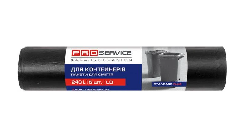 Мусорные пакеты Pro Service LD Standart Plus прочные 240 л 5 шт. Черный (16120500)