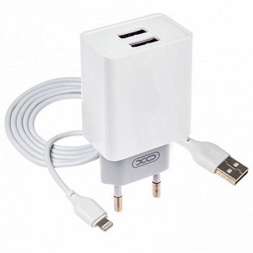 Сетевое зарядное устройство XO L65 2USB/2,4А + Lightning White