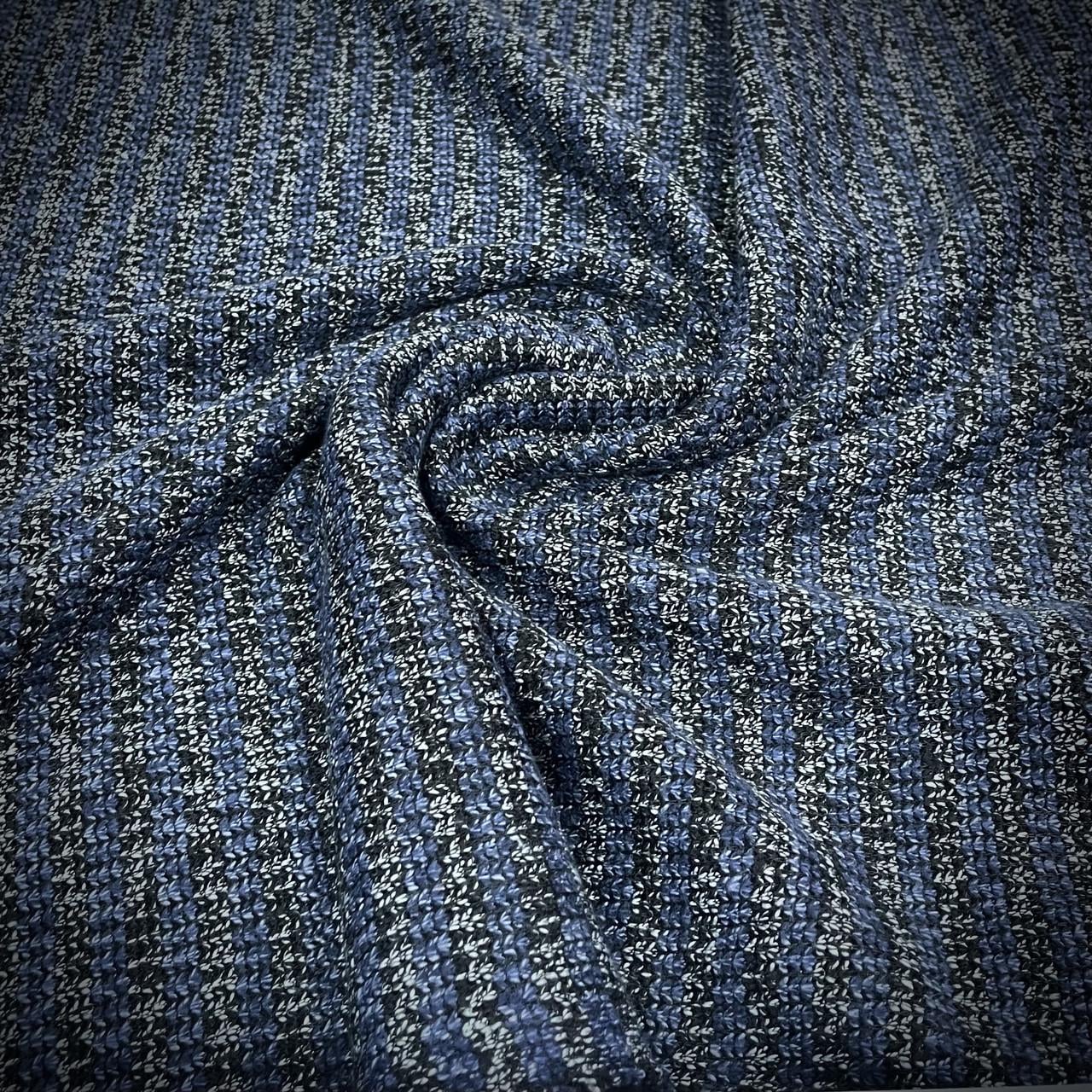 Ткань трикотаж вязкая под твид Темно-синий (24478991)