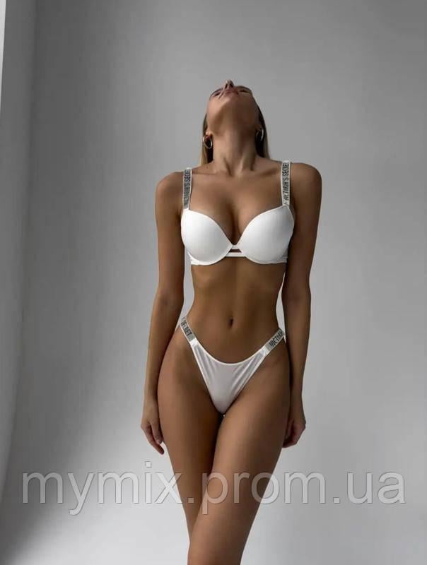 Комплект женского нижнего белья Victoria's Secret со стразами 80B-M Белый (8030)
