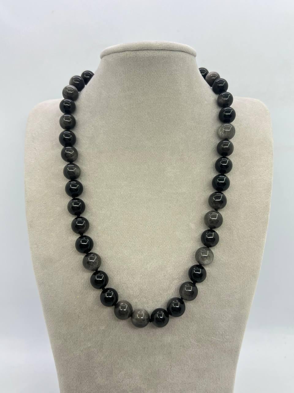 Бусы обсидиан 10 мм 42 см Черный (11828)