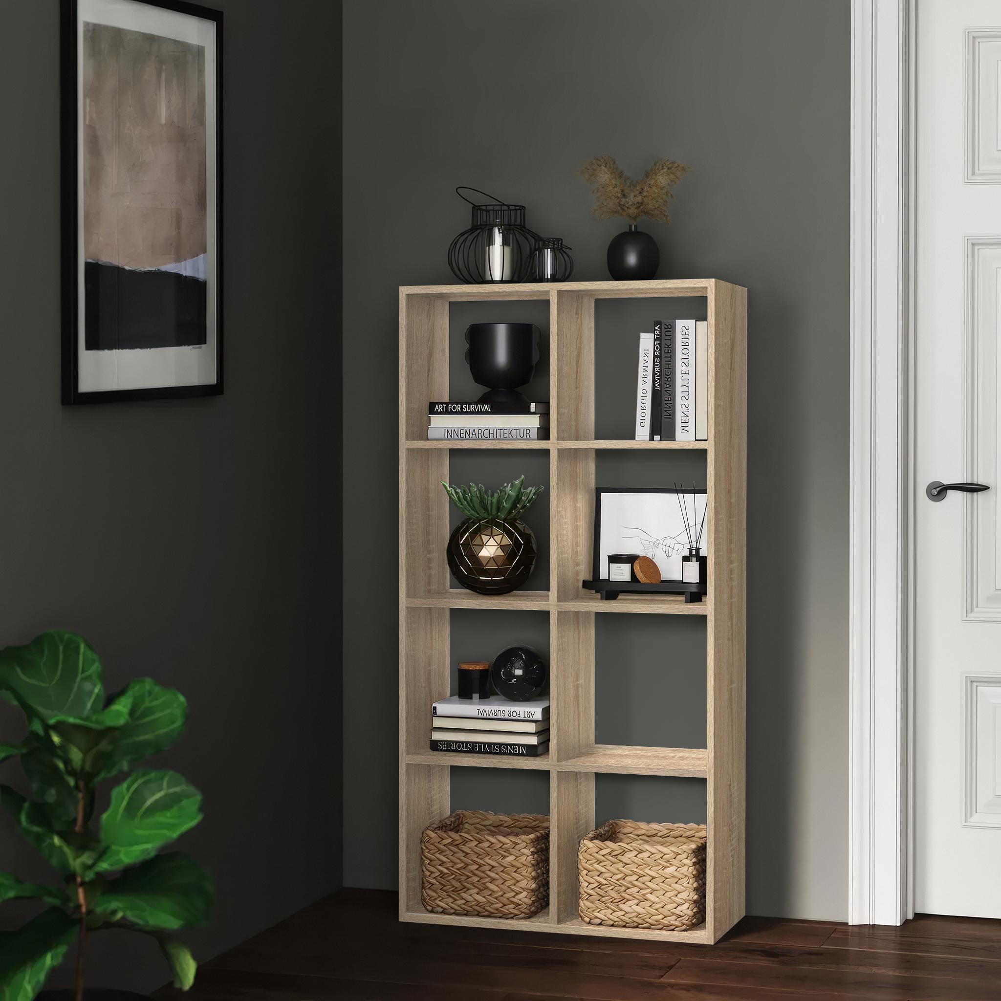 Стеллаж GT10 для книг и декора на 8 ячеек 720х280х1427 мм ДСП 16 мм Дуб Сонома (20320160)