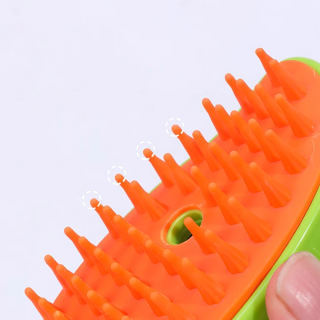 Парова щітка для вичісування шерсті кішок і собак 10х8х5 см Зелено-помаранчева (260488) - фото 4