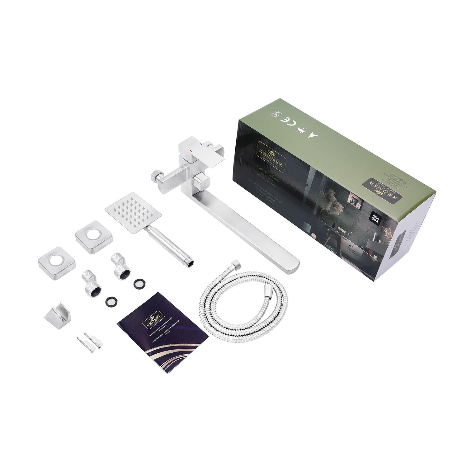 Смеситель-кран для ванной Kroner KRP Edelstahl Kubus ESG070 (KR23011Y) - фото 7