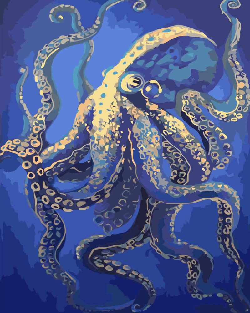 Картина за номерами Strateg Преміум Морський мешканець з лаком 40х50 см (VA-3410)