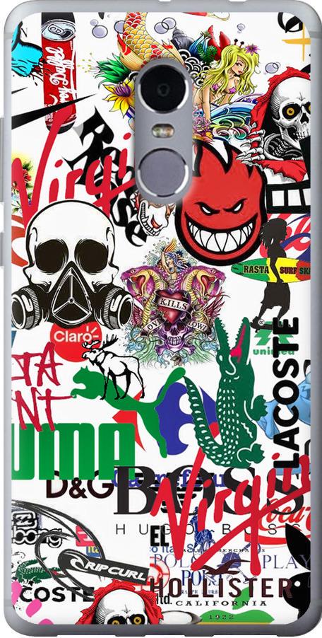 Чехол на Xiaomi Redmi Note 4 Many different logos (4022u-352-42517)