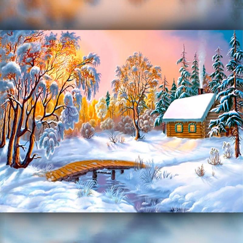 Алмазная вышивка The Wortex Diamonds Зимний домик 30x40 см TWD30002