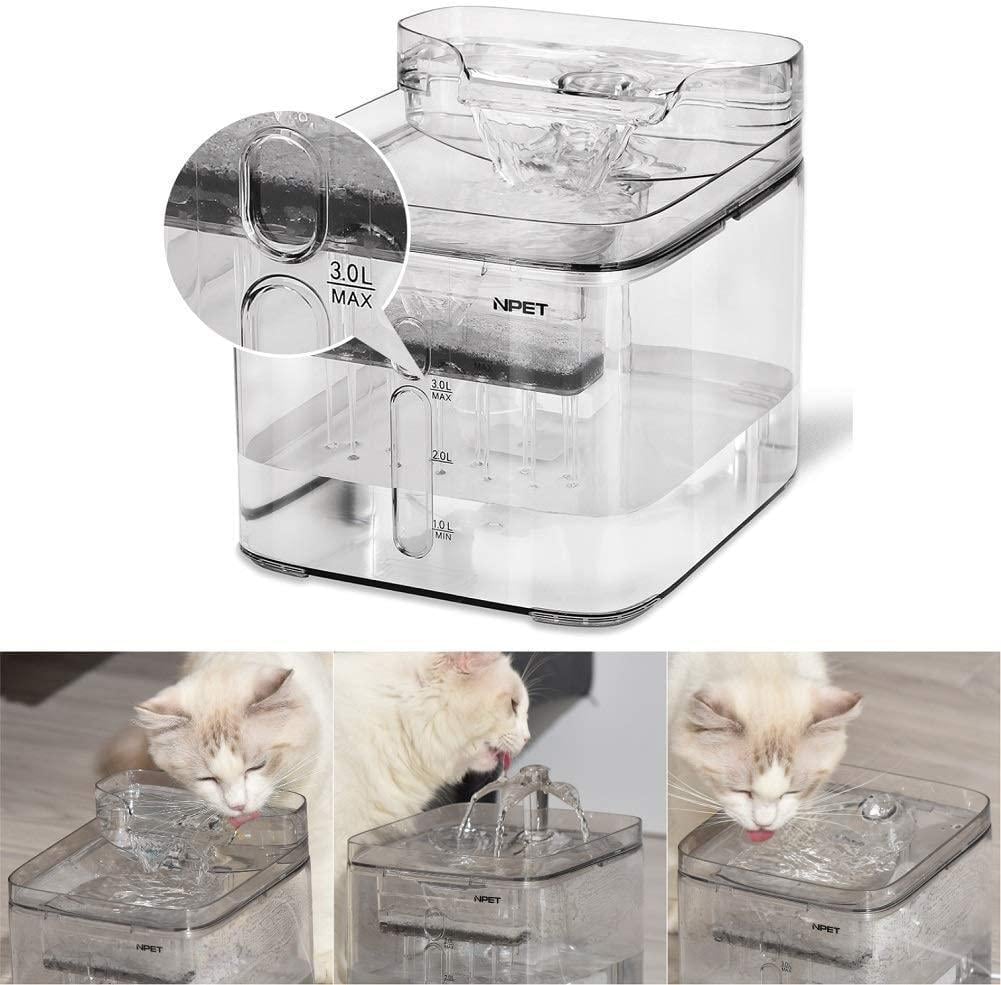 Поилка фонтан для кошек и собак NPET WF020TP 3 л с фильтром Прозрачный (1246366346) - фото 3