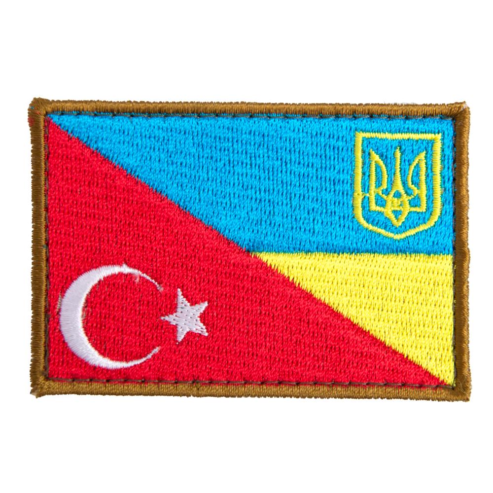 Набір шевронів на липучці прапор України та Туреччини 5х8 см 2 шт. (20812)