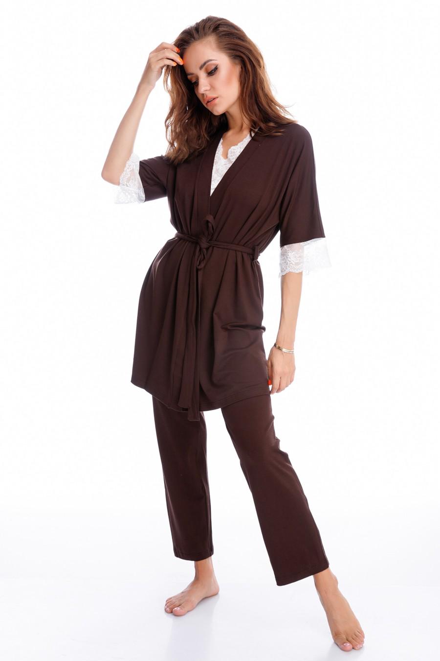 Комплект Fleri кардиган/брюки р. 42/S Коричневый (51043)