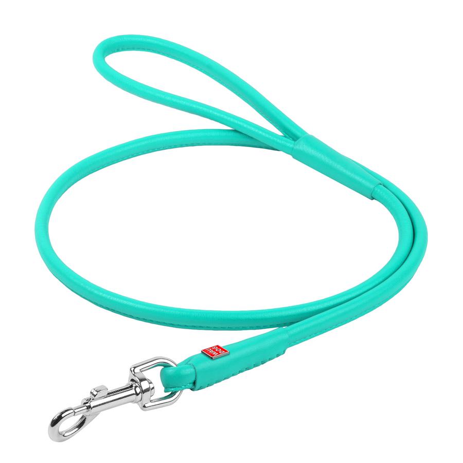 Поводок для длинношерстных собак WAUDOG из натуральной кожи круглый 122 см 4 мм Бирюзовый (53690)