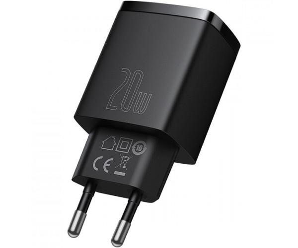 Устройство зарядное сетевое Baseus Compact Quick Charger 20W 1USB/Type-C CCXJ-B01 Black