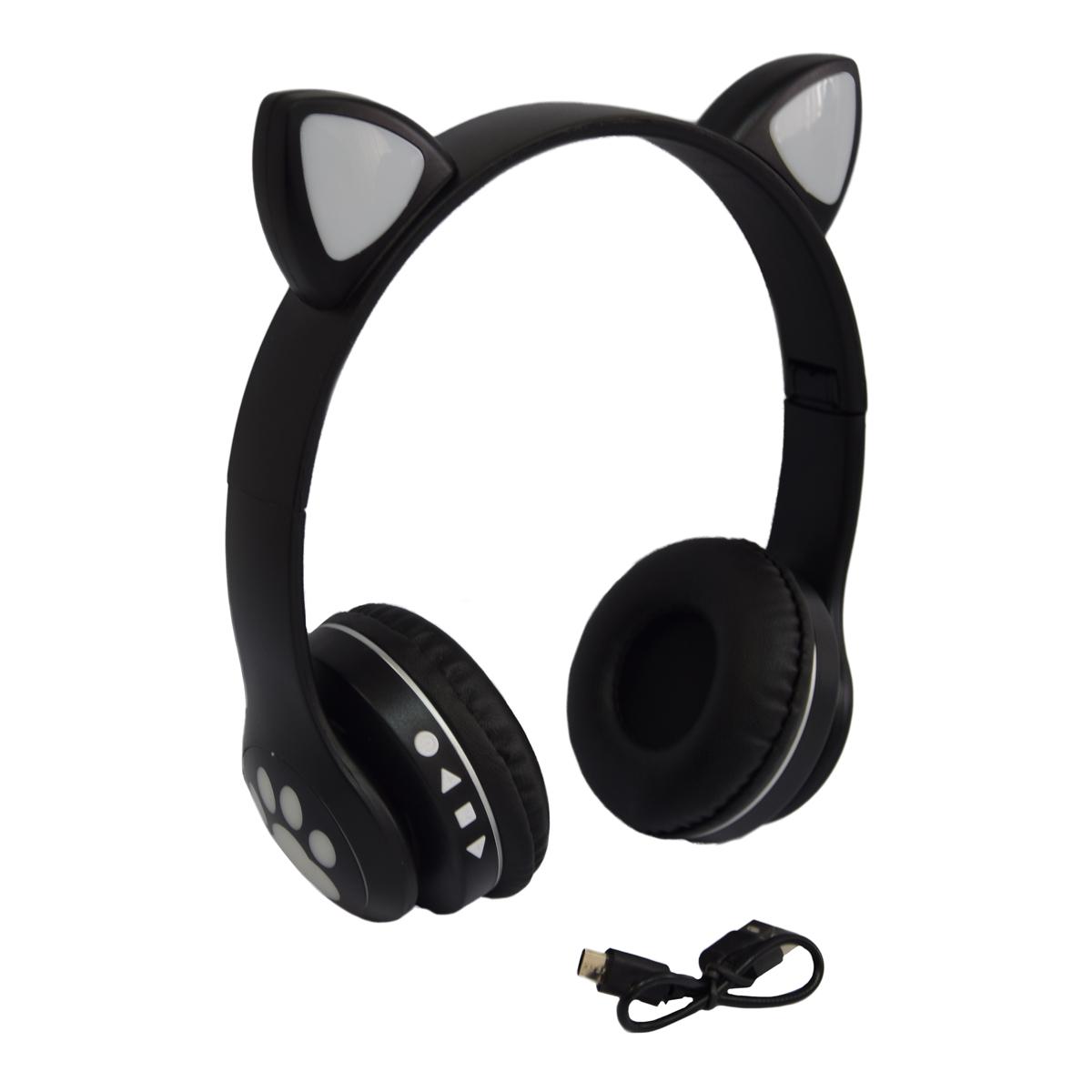 Детские наушники с ушками Cat ear headphones VZV-23M беспроводные Черный (1008693-Black) - фото 4