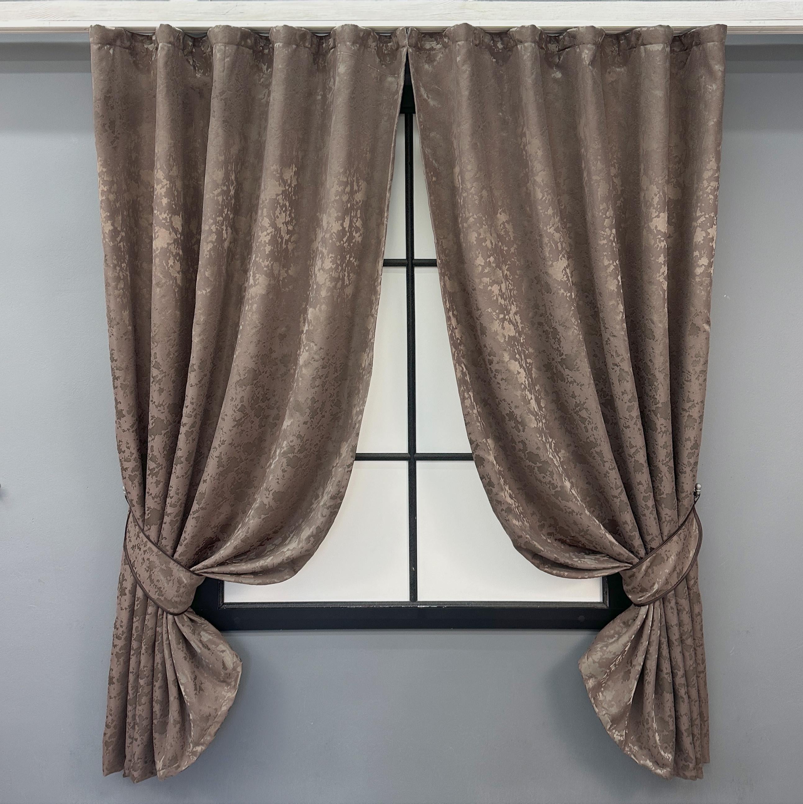 Комплект коротких штор VR-Textil Лен мрамор Pavliani VО №1717ш 130х170 см 2 шт. Серо-бежевый (35-0343)