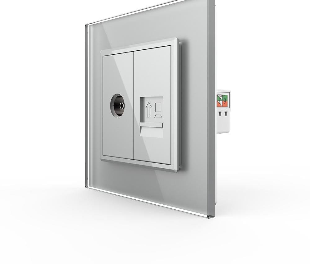 Розетка комп’ютерна LIVOLO RJ-45/ТВ скляна рамка Сірий настінна скляна рамка Сірий (VL-C7FCCP/FCTV-2IP) Розетка комп’ютерна LIVOLO RJ-45/ТВ скляна рамка Сірий настінна скляна рамка Сірий (VL-C7FCCP/FCTV-2IP)