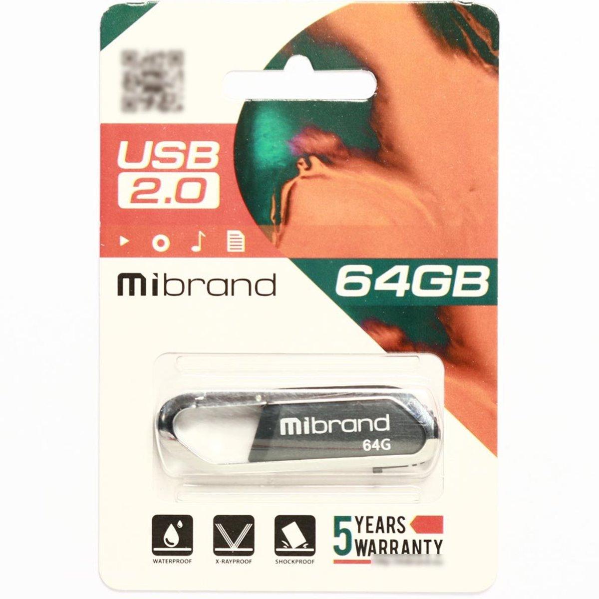 Флешка для ноутбука Mibrand USB 2.0 Aligator 64 Gb Grey (MI2.0/AL64U7G) - фото 2