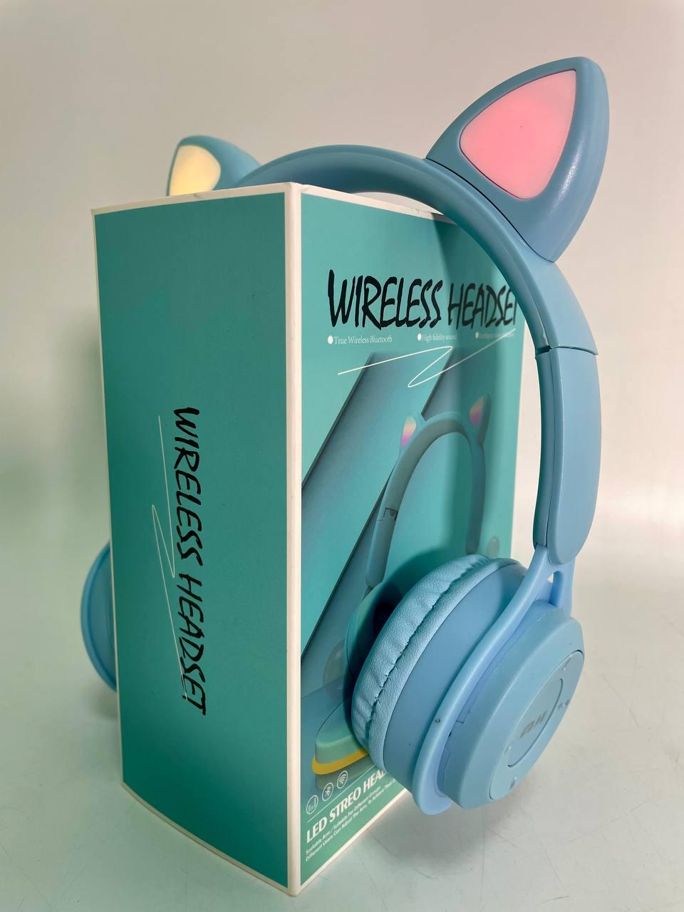Наушники беспроводные подсветка Bluetooth USB провод микрофон радио слот для карты памяти в коробке Бирюзовый Наушники беспроводные подсветка Bluetooth USB провод микрофон радио слот для карты памяти в коробке Бирюзовый