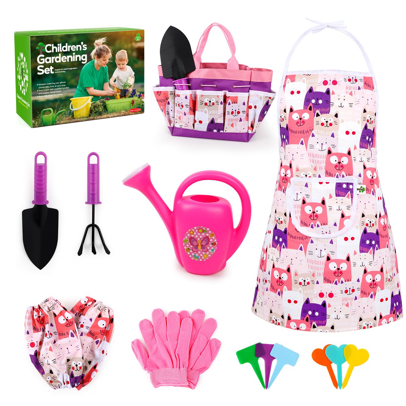 Дитячий ігровий набір інструментів для дачі Маленький садівник сумка-органайзер/фартух/лопатка 15 пр. Рожевий