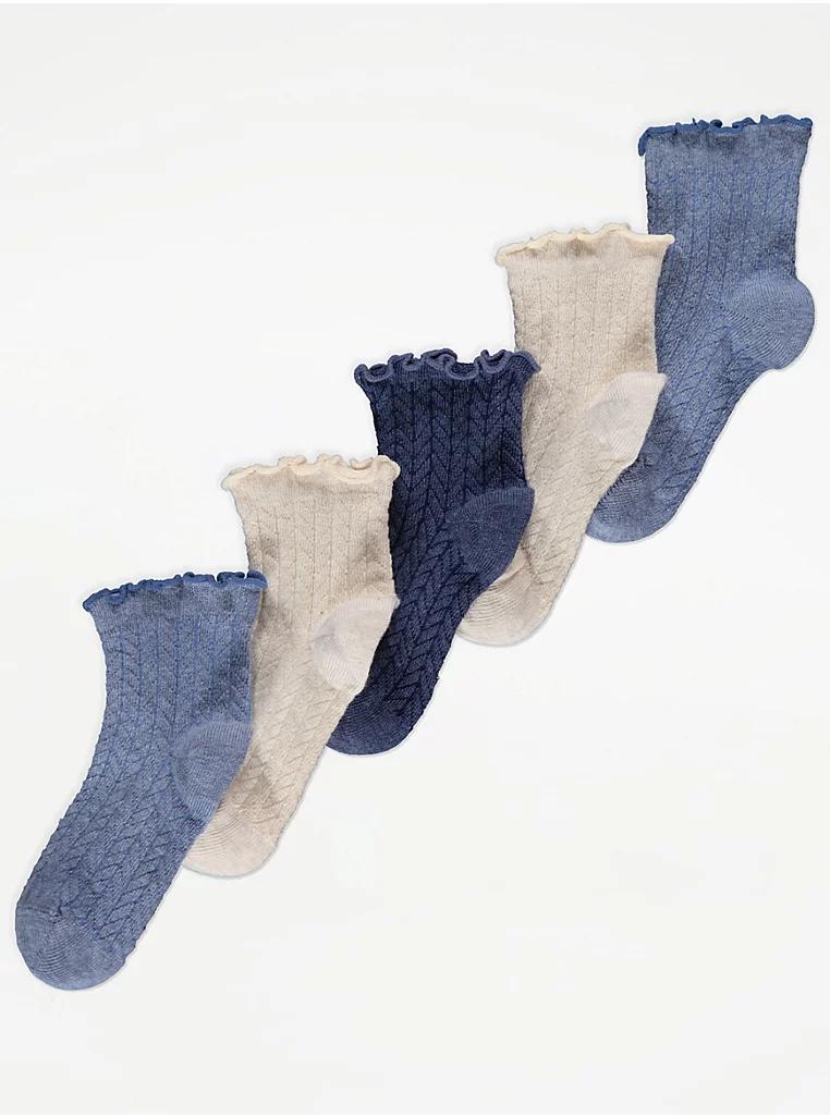 Набор детских носков для девочки George р. 37-38 5 пар Разноцветный (250329050B)