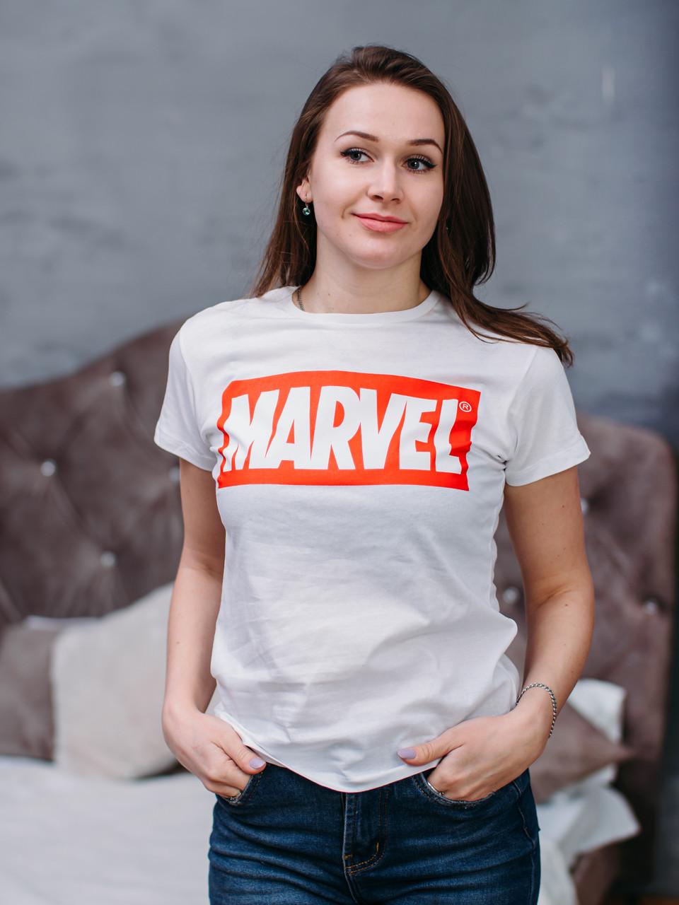 Футболка женская с принтом "Marvel" Белый (1122593295)