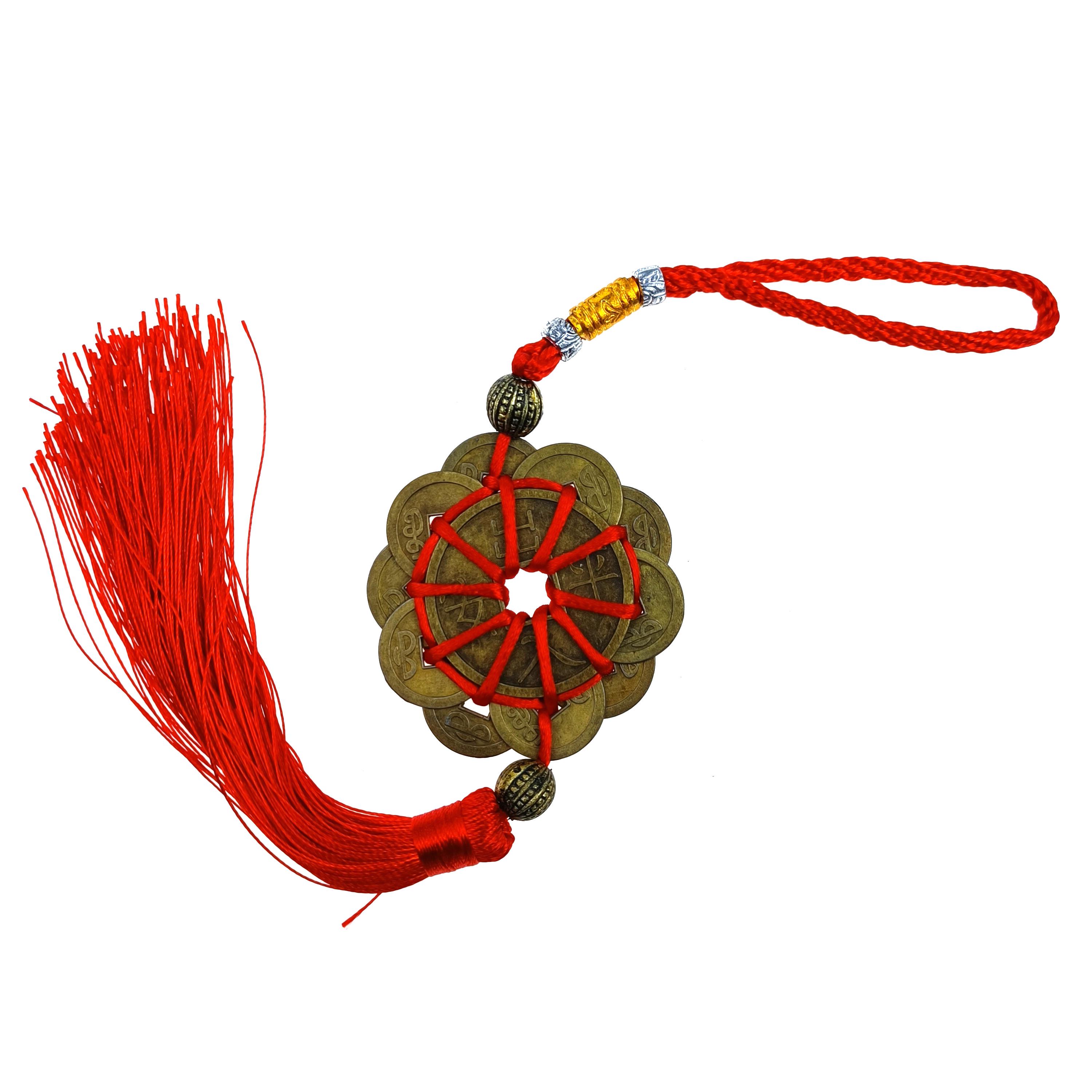 Подвеска 10 монет вокруг большой монеты 30 см Красный (В1267)