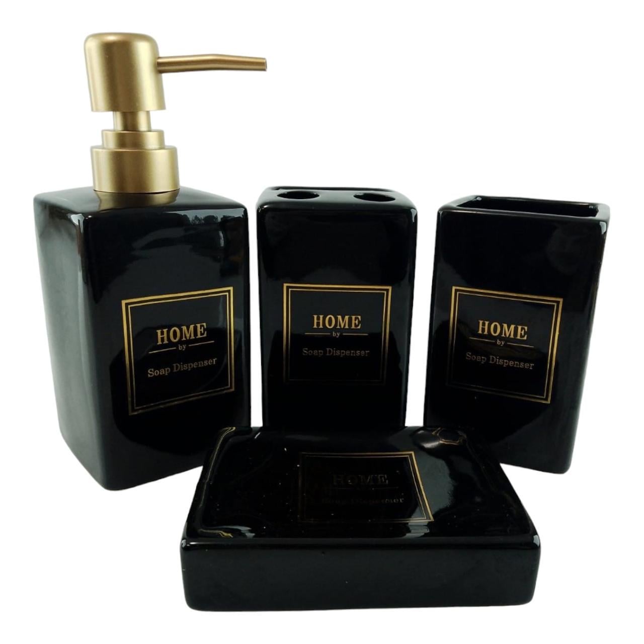 Набор для ванной комнаты керамический Home Черный (35083A)