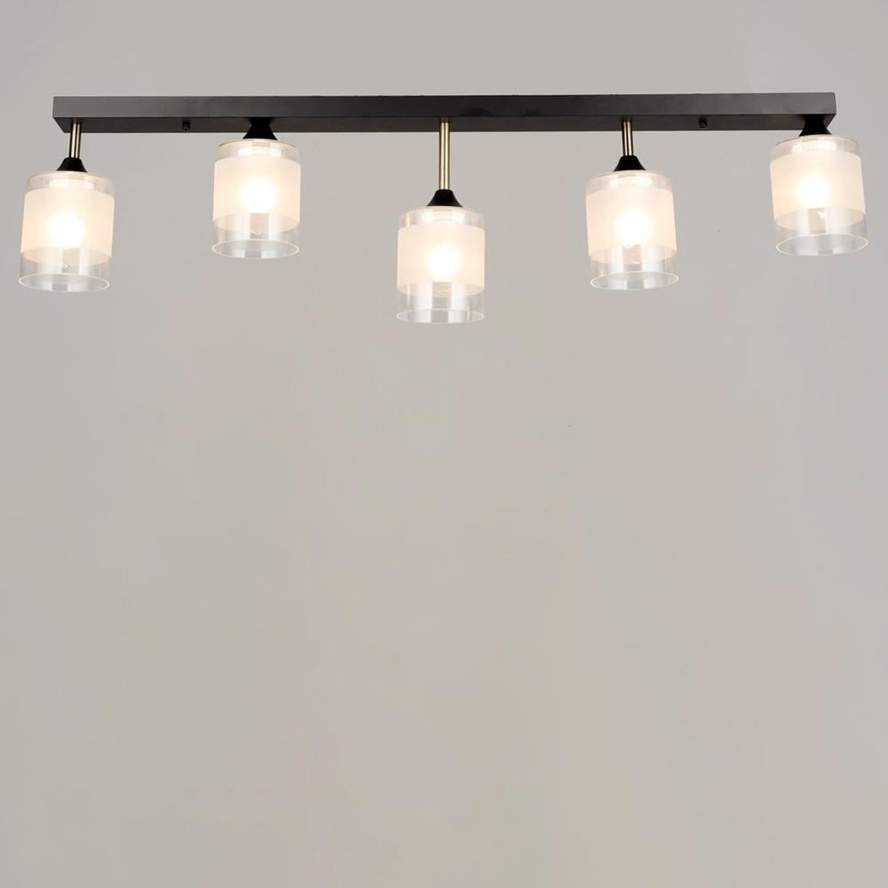 Люстра потолочная линейная Light House SRS-20632/5 BK+AB плафоны белый/прозрачный Бронза/Черный