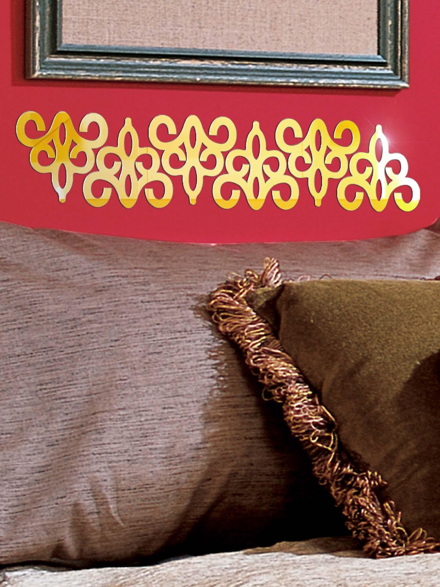 Наклейка интерьерная зеркальная Вензель на стену 9,8х9,7 см 6 шт. Золотой (21994180)