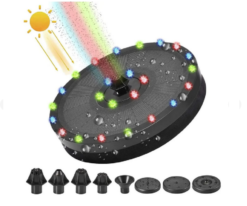 Фонтан на солнечной панели 24 LED с ночной подсветкой и аккумулятором 2000 mAh (2254839847) - фото 2