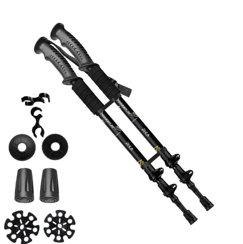 Трекинговые палки PowerPlay 9106 Fika 60-135 см Black/Yellow