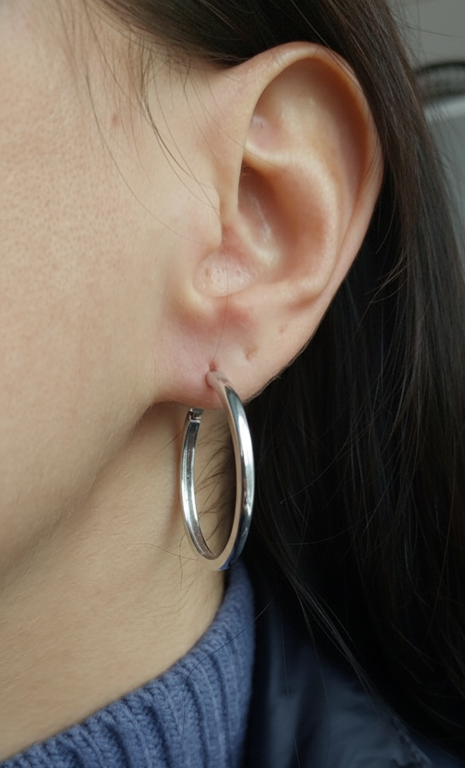 Сережки-кільця хупи зі срібла 925 проби Твій образ срібло 925 (381) - фото 5