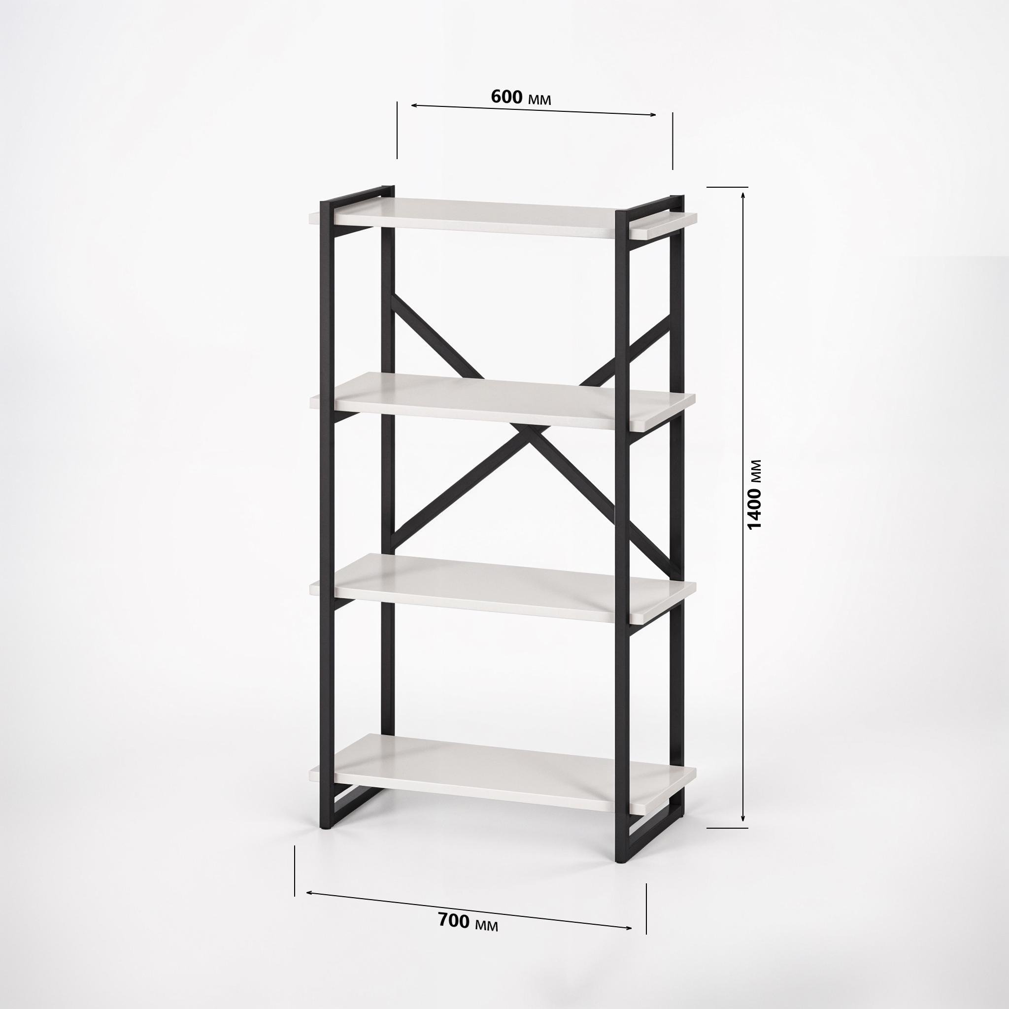 Стелаж у стилі лофт на 4 полиці Ant-2 700х300х1400 мм Білий - фото 3