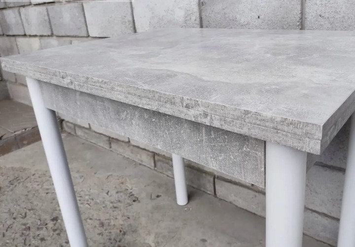 Обідній стіл Оскар розкладний 60х80/80х120х75 см Бетон світлий/Білий (28374325) - фото 4 Обідній стіл Оскар розкладний 60х80/80х120х75 см Бетон світлий/Білий (28374325) - фото 4