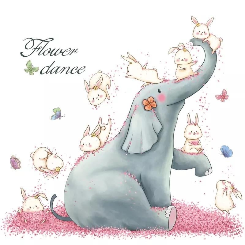 Наклейки в детский сад Слон и зайцы Flower dance лист 60х90 см (Б23-5 ZDB-2285)