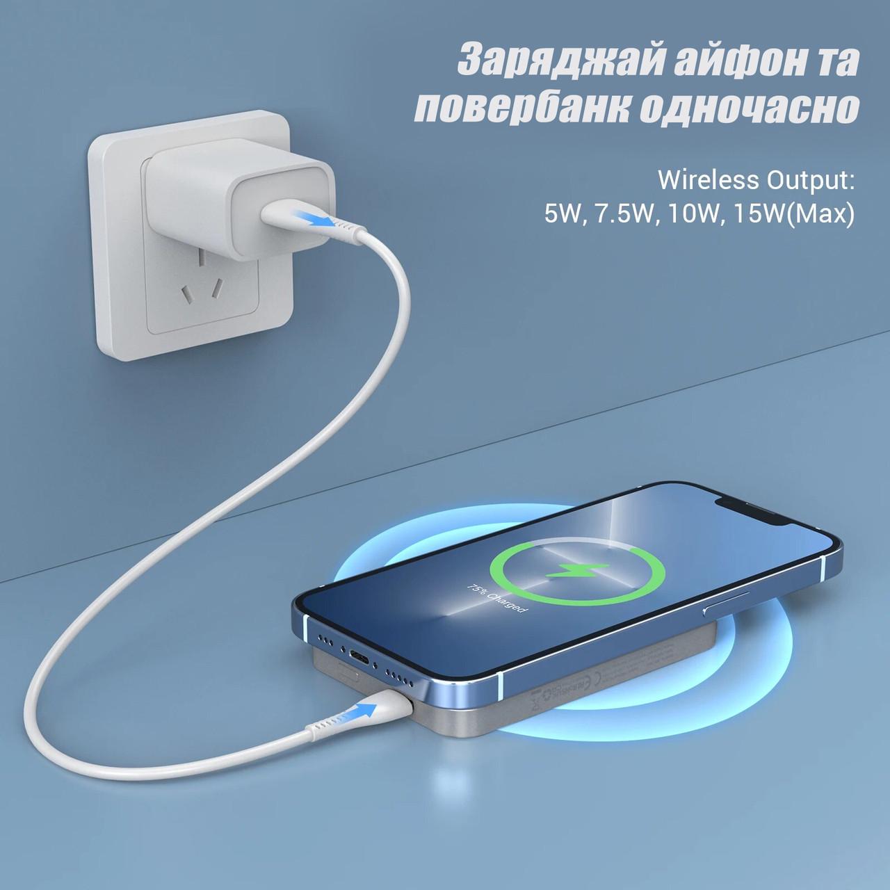 Повербанк бездротовий MagSafe з бездротовою зарядкою для iPhone 20W 10000 mAh Green Mint (13698850) - фото 11