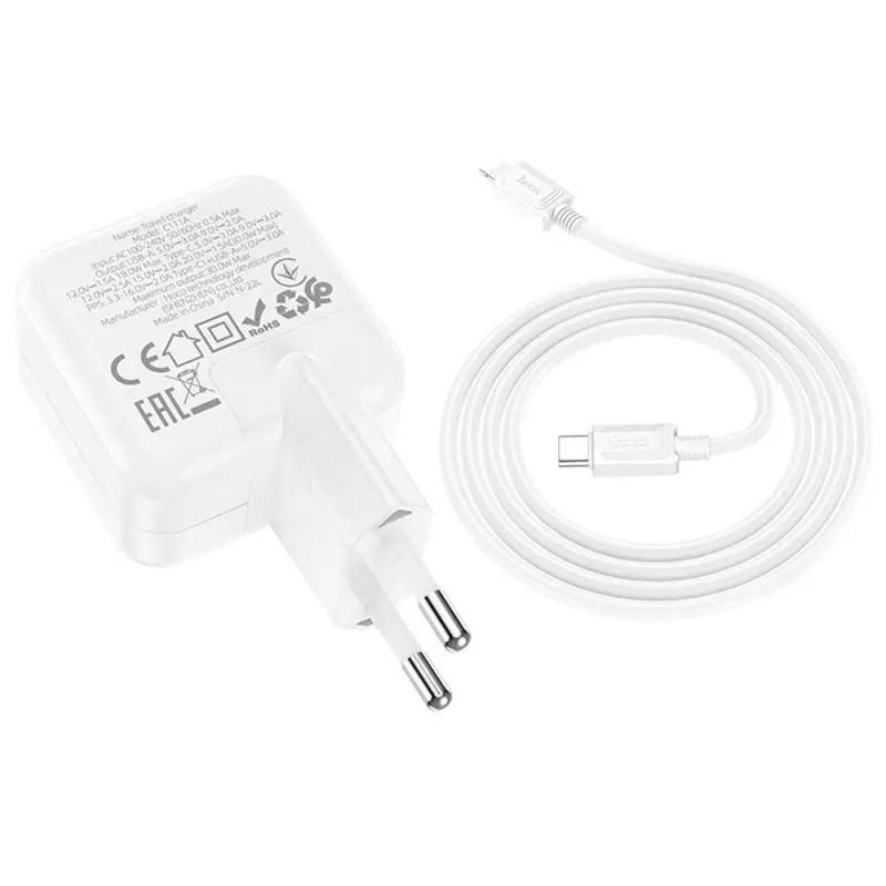 Зарядное устройство сетевое Hoco C111A PD 30W+QC3.0 Type-C to Lightning White (00000064607_1) - фото 4